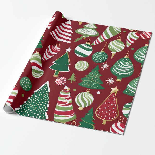christmas tree candy ornaments wrapping paper (Unrolled)