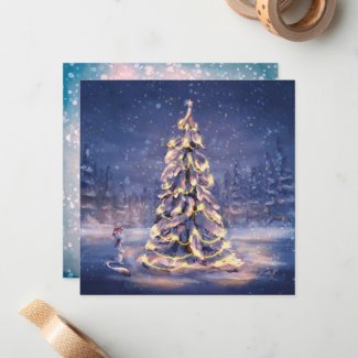 Christmas tree card illustrated by Monika Marzec