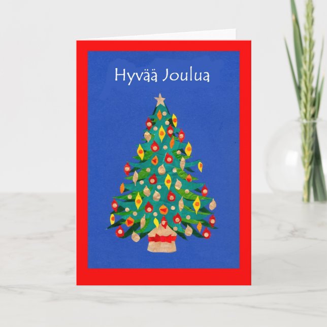 Christmas Tree Card with Finnish Greeting (Front)