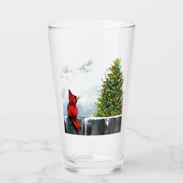 Christmas Tree Cardinal Glass (Front)