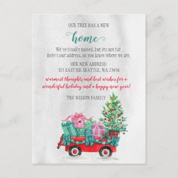 Christmas Tree Cart We've Moved Holiday Moving Postcard