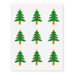 Christmas tree cartoon temporary tattoos