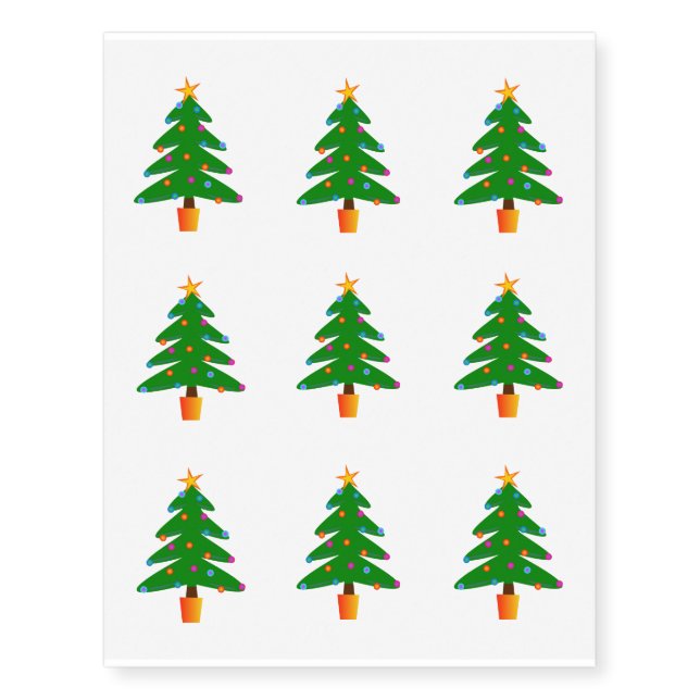 Christmas tree cartoon temporary tattoos (Front)