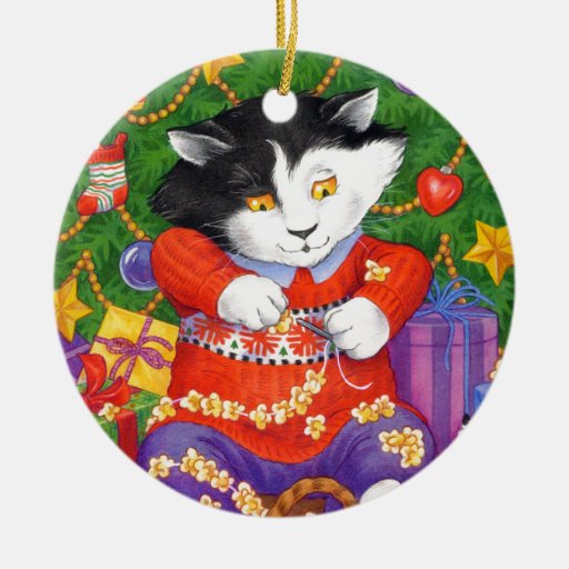 Christmas Tree Cat Ceramic Ornament | Zazzle