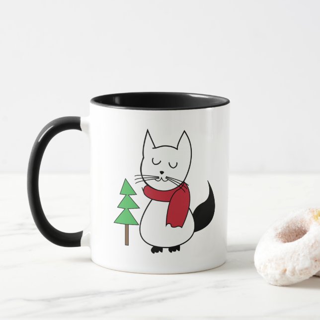 Christmas Tree Cat Mug (With Donut)