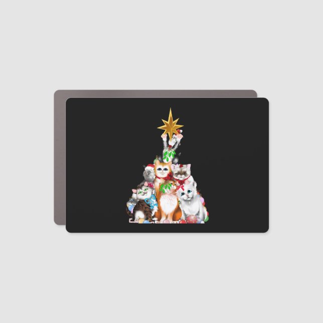 christmas tree cats car magnet (Front)
