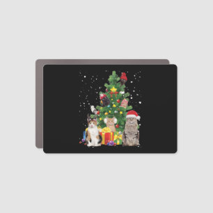 christmas tree cats - cat christmas sweater car magnet