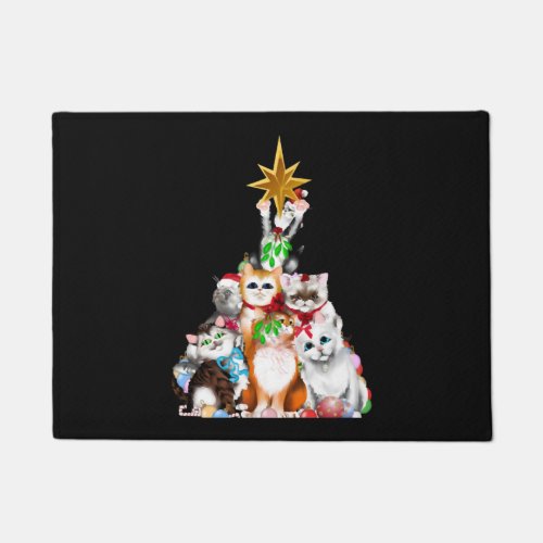 christmas tree cats doormat