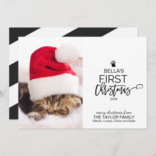 Christmas Tree Cats First Christmas Photo Holiday Card