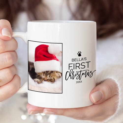 Christmas Tree Cats First Christmas Photo Two_Tone Coffee Mug