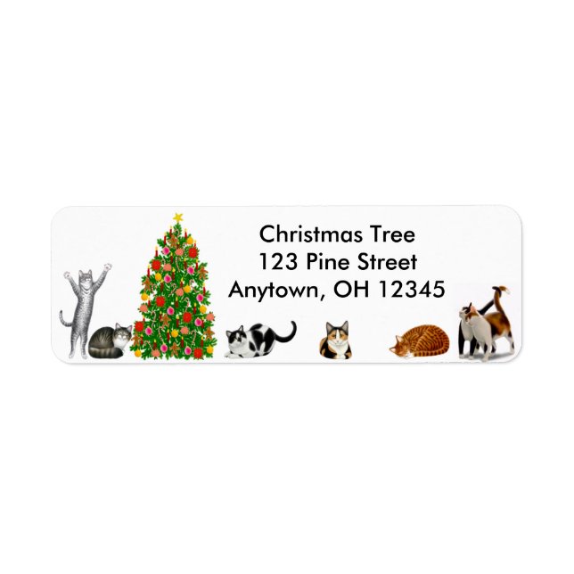Christmas Tree Cats Label (Front)