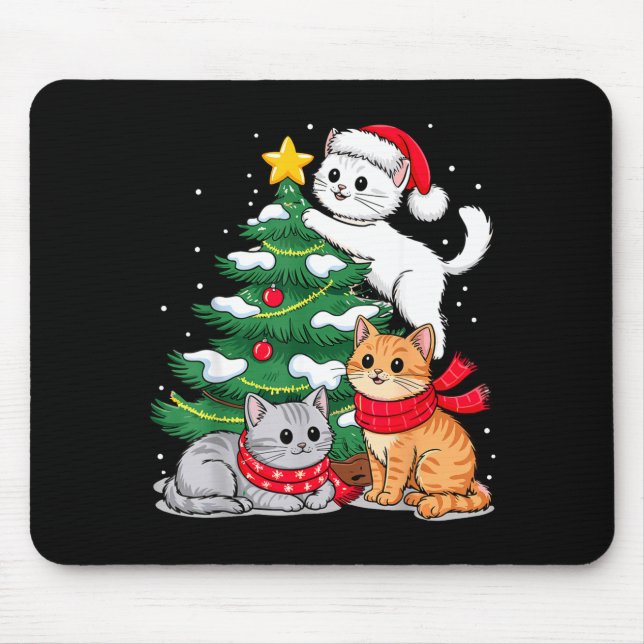 Christmas Tree Cats Xmas  Mouse Pad (Front)