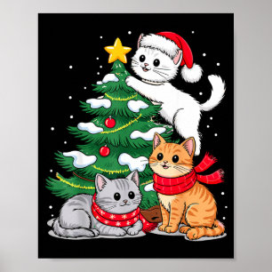 Christmas Tree Cats Xmas Poster