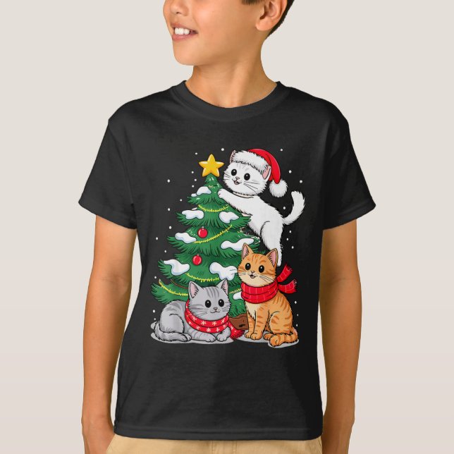 Christmas Tree Cats Xmas  T-Shirt (Front)