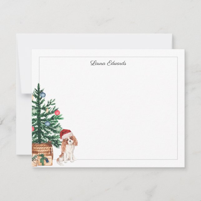 Christmas Tree Cavalier King Charles Spaniel Note Card (Front)