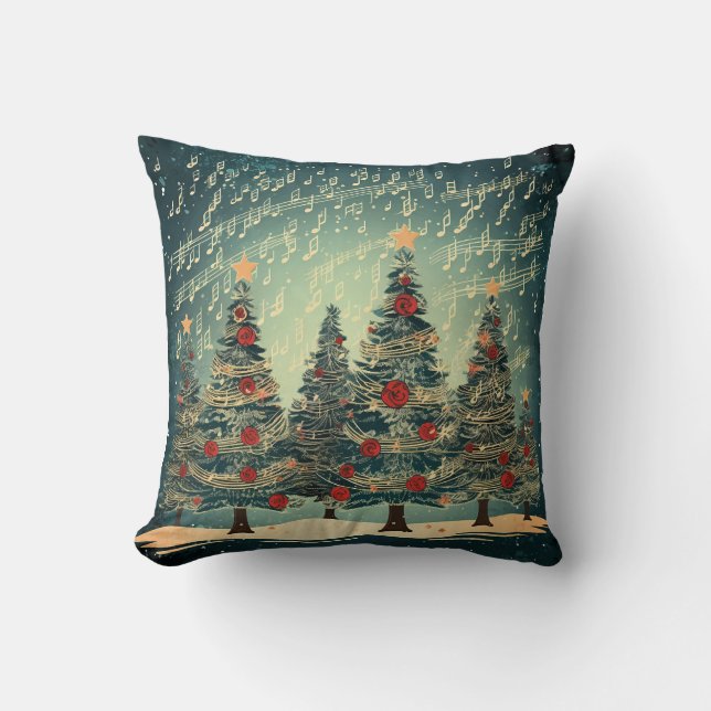 Christmas Tree Celebration Throw Pillow (Front)