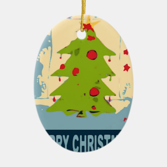 Christmas Tree Ceramic Ornament (Front)