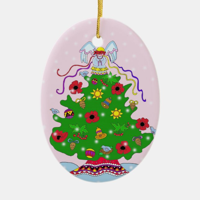 Christmas Tree Ceramic Ornament (Front)