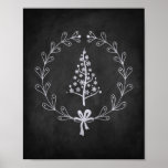 Christmas Tree Chalkboard Poster<br><div class="desc">A Christmas poster depicting a wreath around a Christmas tree made of snowflakes on a black chalkboard. This poster looks like a real chalkboard, but you won't have to deal with chalk dust! Perfect for the holidays. We're leaving all size options open, but the poster was optimized for an 8x10...</div>