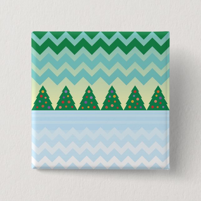 Christmas Tree Chevron Scene Button (Front)