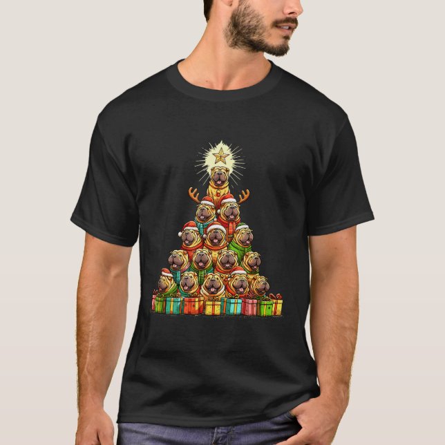 Christmas Tree Chinese Shar-pei Shar Pei  T-Shirt (Front)