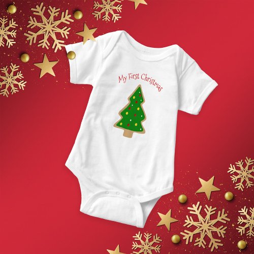 Christmas Tree Christmas Cookie My First Christmas Baby Bodysuit