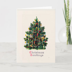 Christmas Tree Christmas Greetings Vintage Holiday Card