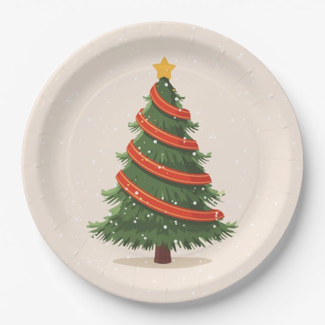 Christmas Tree, Christmas, Minimalist Paper Plates (Front)