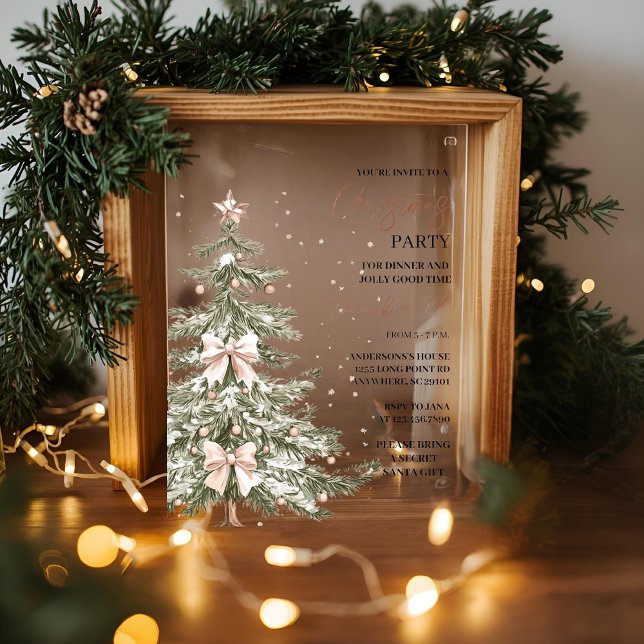 "Christmas Tree Christmas Party | Festive Holiday  Acrylic Invitations (Creator Uploaded)
