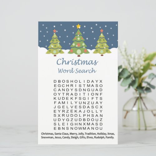 Christmas tree christmas word search game