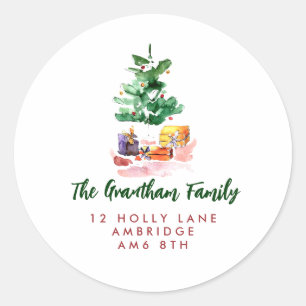 Christmas Tree Circle Return Address Label