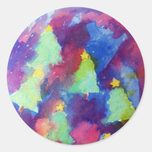 CHRISTMAS TREE CLASSIC ROUND STICKER