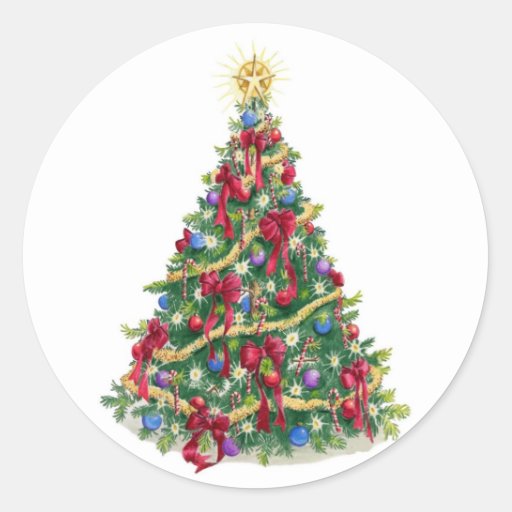 Christmas Tree Classic Round Sticker | Zazzle