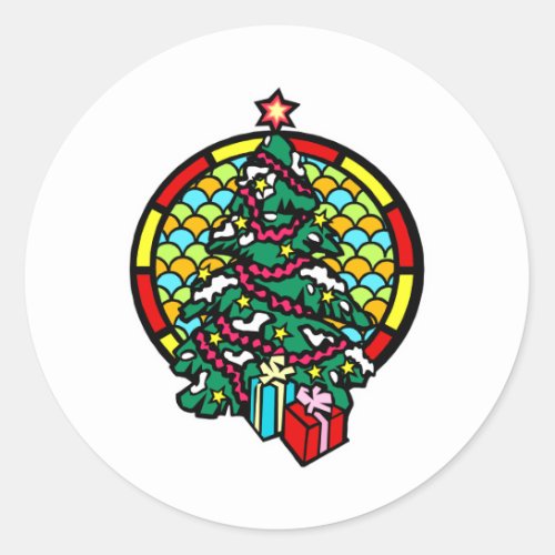 Christmas Tree Classic Round Sticker