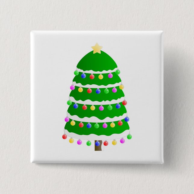 Christmas tree clip art pinback button (Front)