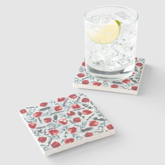 Christmas Tree Clip Art Stone Coaster (Side)