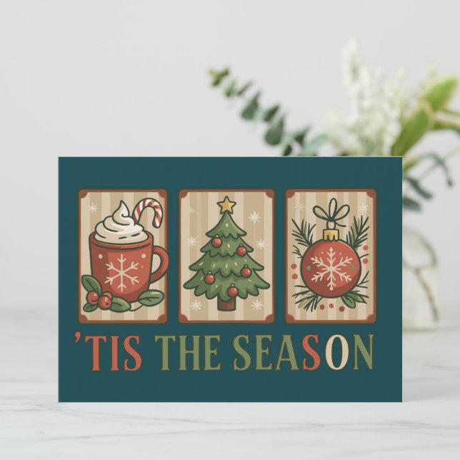Christmas Tree Cocoa Retro Holiday Tis The Season  (Standing Front)