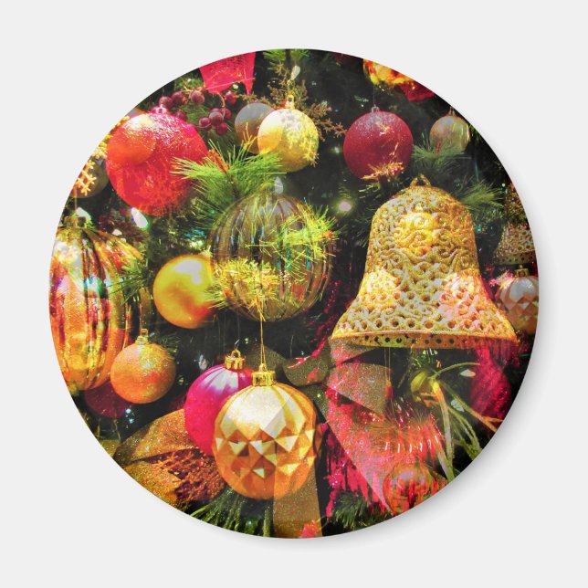 Christmas Tree Collage Artsy Colorful Festive Magnet (Front)