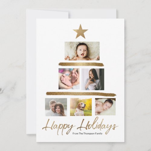 Christmas Tree Collage Happy Holidays Personalized Holiday Card