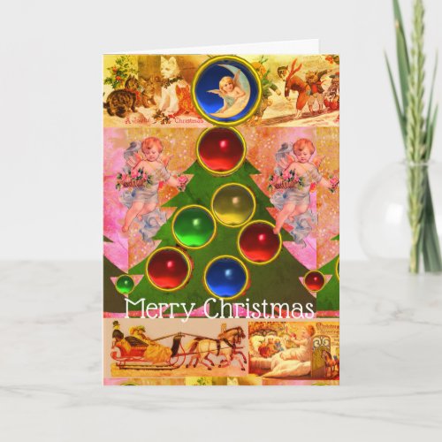 CHRISTMAS TREECOLORFUL BALLS ANGELS CHILDREN CARD
