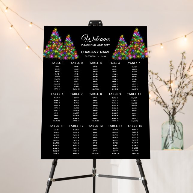 Christmas Tree Colorful Company Seating Chart Foam Board (In Situ (Stand))