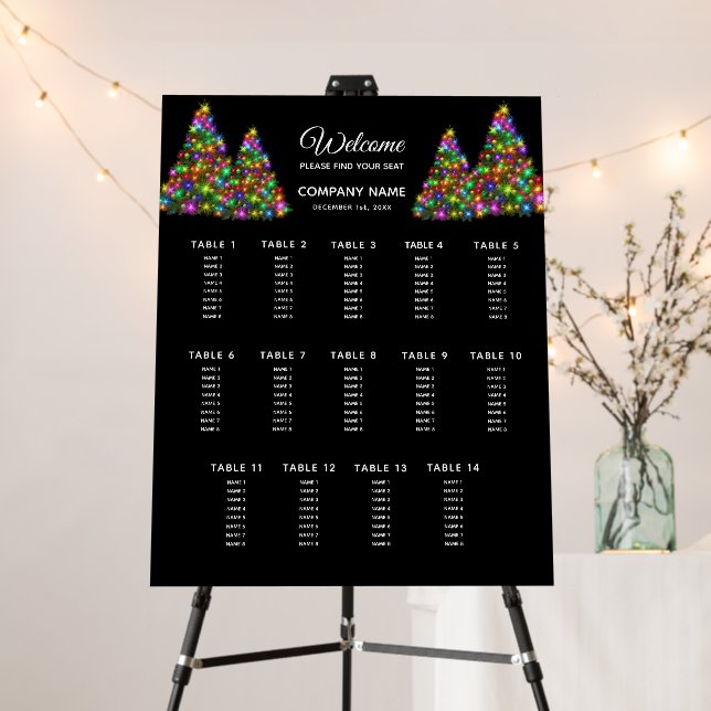 Christmas Tree Colorful Company Seating Chart Foam Board (In Situ (Stand))