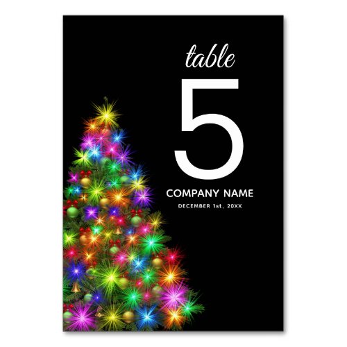 Christmas Tree Colorful Company  Table Number