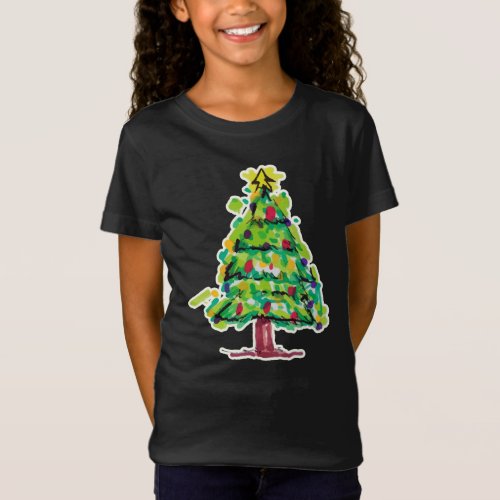 Christmas Tree Colorful Illustration T_Shirt