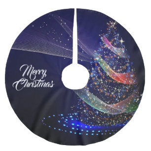 Christmas Tree Colorful Navy Blue Rustic Brushed Polyester Tree Skirt