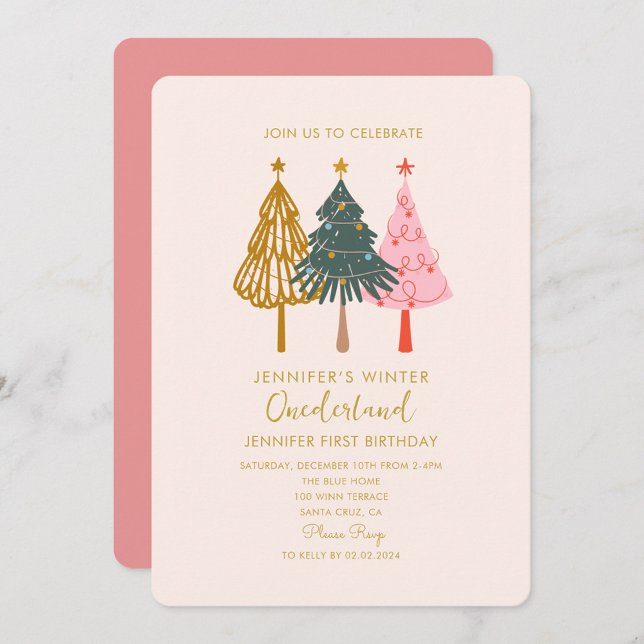 Christmas Tree Colorful Onederful Baby Birthday  Invitation (Creator Uploaded)