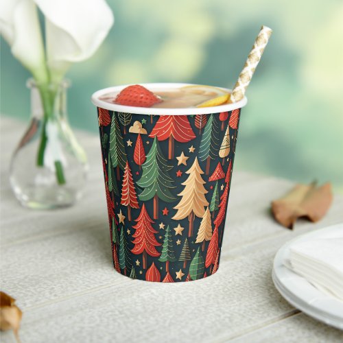 Christmas Tree Colorful Pattern Paper Cups