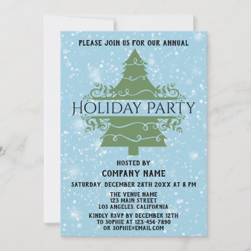 Christmas Tree Company Holiday Party Blue Snow Invitation