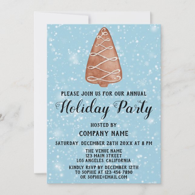 Christmas Tree Company Holiday Party Blue Snow Invitation (Front)