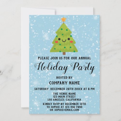Christmas Tree Company Holiday Party Blue Snow Invitation